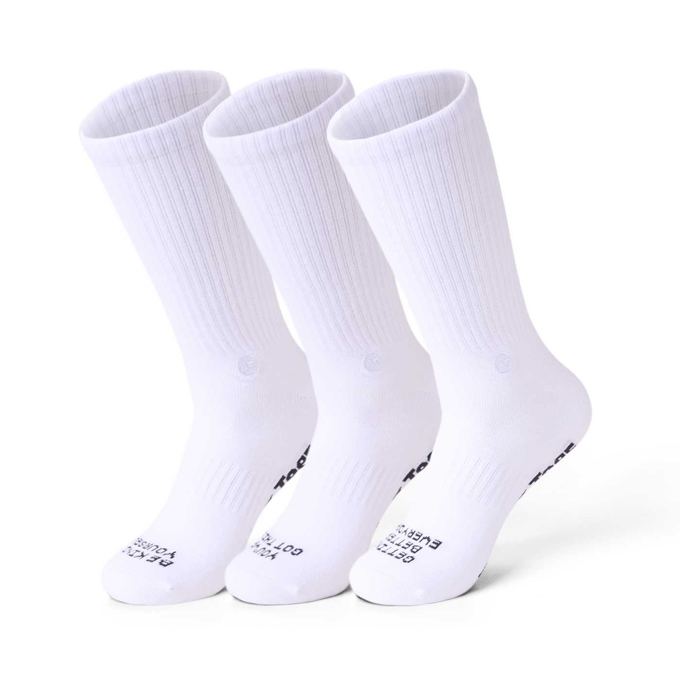 Three white socks on a transparent background
